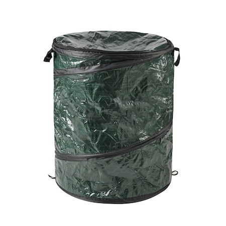 Wakeman Round Collapsible Trash Can, Green, Polyethylene, 19 in 75-TB1000